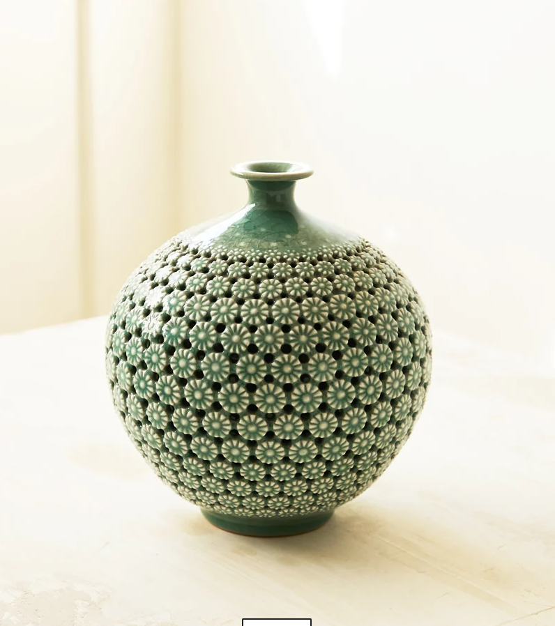 Openwork Celadon & Porcelain Vases by Kim Young-soo (Chrysanthemum, Medium)