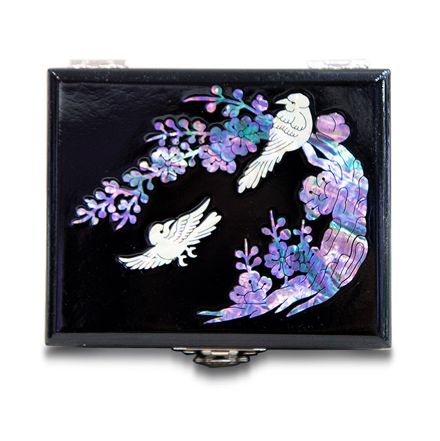 Glossy Najeonchilgi Lacquer Jewelry Box - Flower & Bird Design