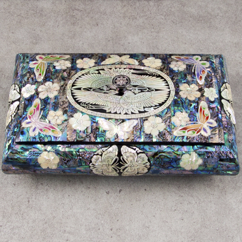 Crane & Butterfly Mother-of-Pearl Keepsake Box by Park In-ho