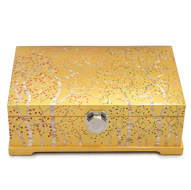 Golden Spring Najeonchilgi Lacquer Jewelry Box by Jang Chun-cheol (2-Tier)