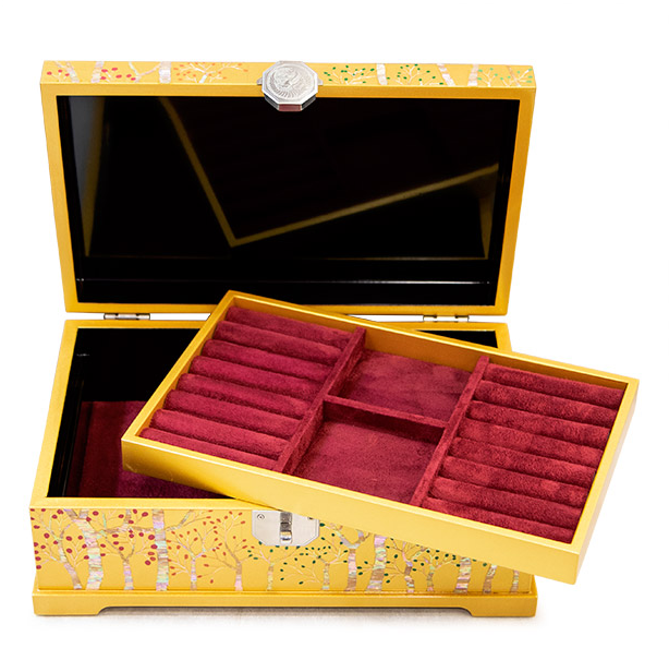 Golden Spring Najeonchilgi Lacquer Jewelry Box by Jang Chun-cheol (2-Tier)