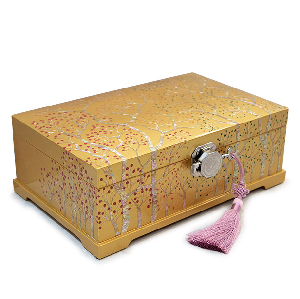 Golden Spring Najeonchilgi Lacquer Jewelry Box by Jang Chun-cheol (2-Tier)