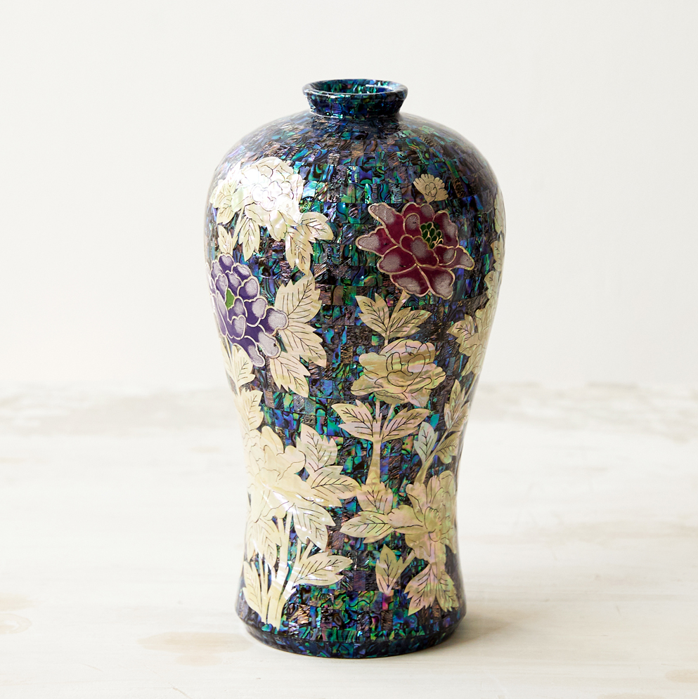 Premium Najeonchilgi Peony Vases by Park In-ho (Set of 3 Decorative Bottles)