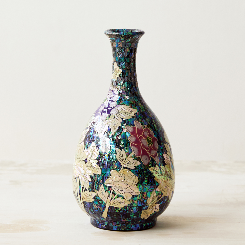 Premium Najeonchilgi Peony Vases by Park In-ho (Set of 3 Decorative Bottles)