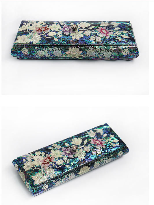 Blue Mother-of-Pearl Jewelry Box Knob Elegant Korean Keepsake Storage