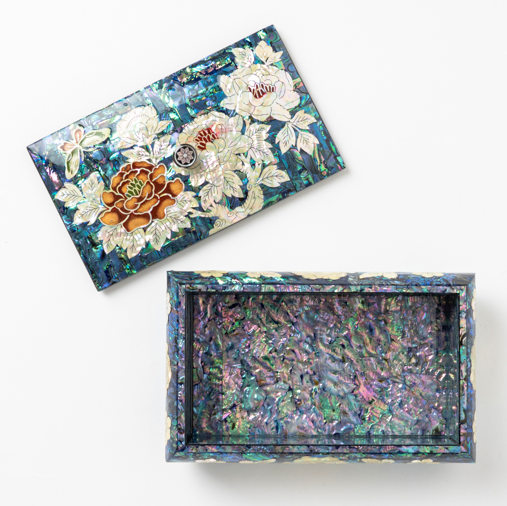 Blue Peony Mother-of-Pearl Jewelry Box by Park In-ho