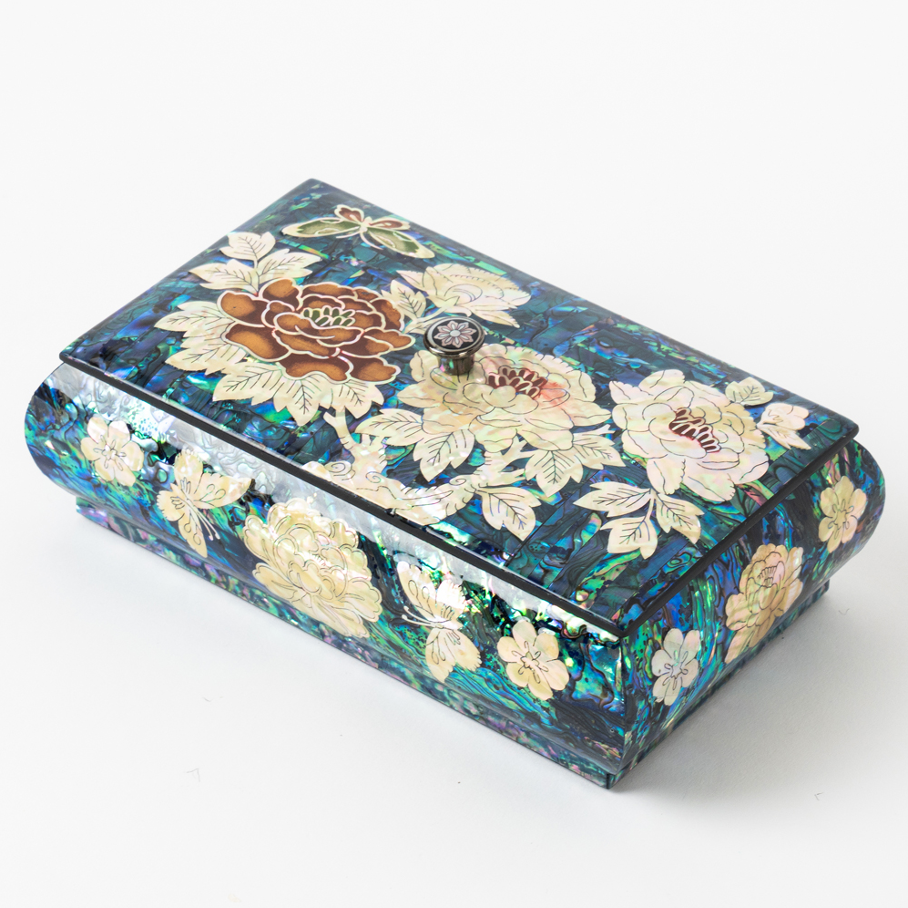 Blue Peony Mother-of-Pearl Jewelry Box by Park In-ho