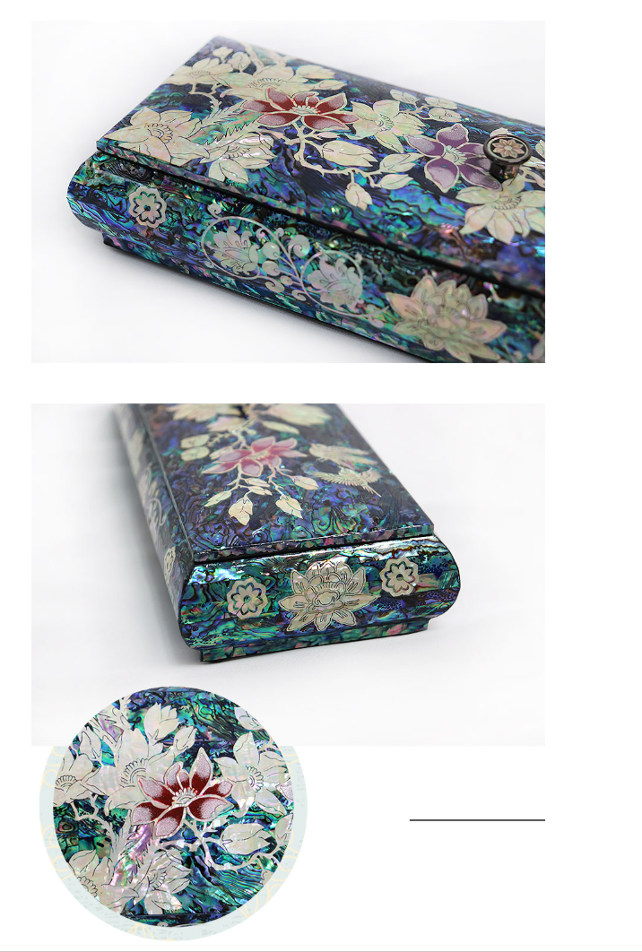 Blue Mother-of-Pearl Knob Jewelry Box