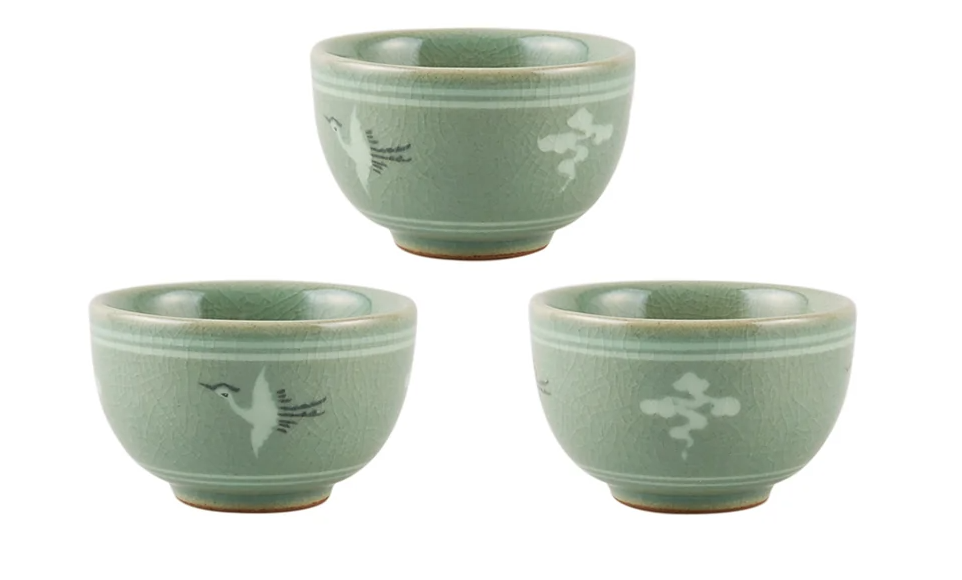 Celadon Cloud & Crane Tea Set for Five