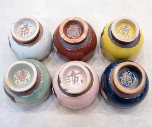 Cherry Blossom Hand-Painted Tea & Sake Cup Set (6 Pieces)